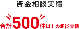 資金相談実績　合計500件以上の相談実績